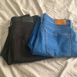 TWO PAIRS Madewell High rise skinny jeans size 29 - blue 10”, black 11” rise